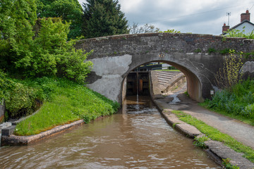 Fototapeta na wymiar Grindley Brook bridge No 28 over the Llangollen Canal near Grindley Brook in Shropshire, UK