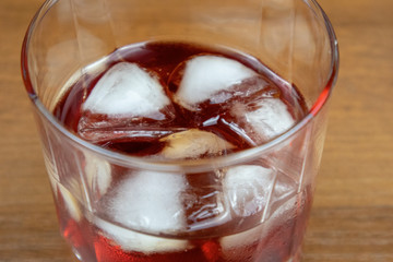 Americano cocktail in tumbler glass with ice