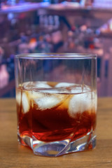 Americano cocktail in tumbler glass with ice