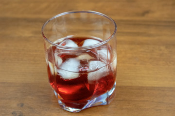 Americano cocktail in tumbler glass with ice