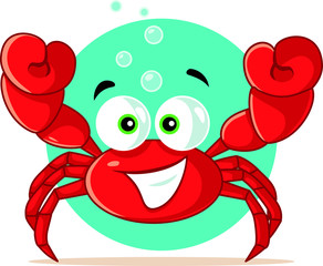 Funny Red Crab Vector Cartoon