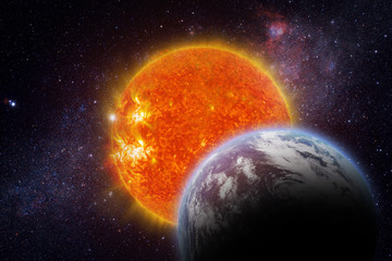 Earth and The Sun - Elements of this Image Furnished by NASA