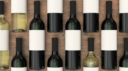 Pattern from bottles of red and white wine with blank labels - 245283771