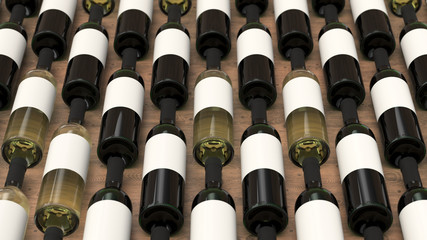 Pattern from bottles of red and white wine with blank labels