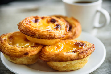 Egg tarts serving on plate