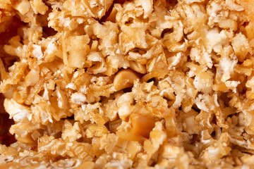 the cross section of section of traditional Chinese fried sesame ball as background and texture