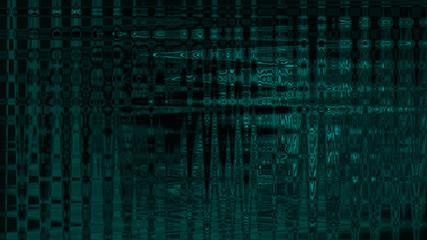 Obraz premium Turquoise glitch effect background. Turquoise and black noise texture