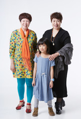 Fototapeta premium Asian portrait, family photo. Indoors white background