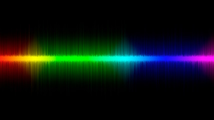 Colorful audio waves effect. Abstract horizontal sound wave line equalizer background. Music wave lighting
