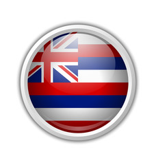 Hawaiian flag circular shaped badge isolated on white background