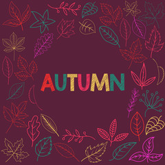 Autumn leaves doodles set