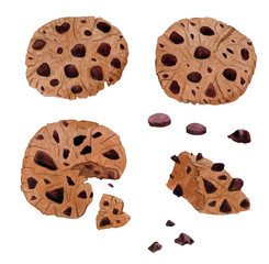 hand drowing watercolor homemade chocolate cookies