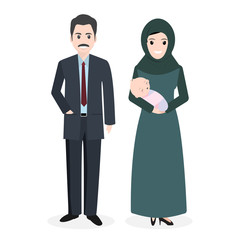 Muslim family icon, Arabic people icon illustration