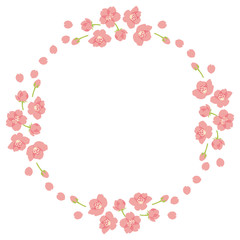 Pink cherry blossom circle frame - 245289363