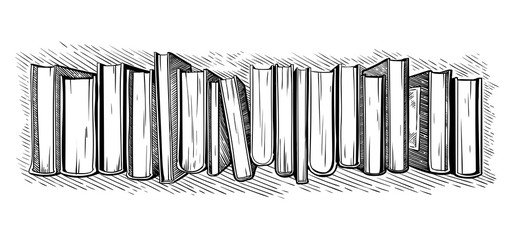 hand drawn sketch top view on library books vector © vectorgoods