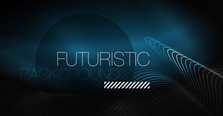 Neon lines wave background. Abstract composition