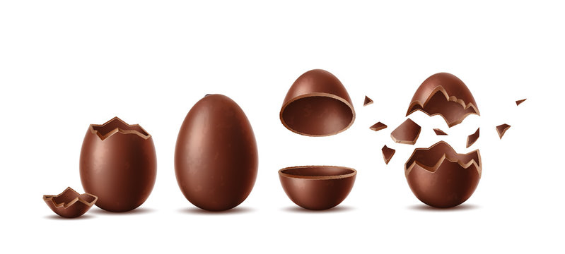 Vector realistic chocolate eggs set easter symbol