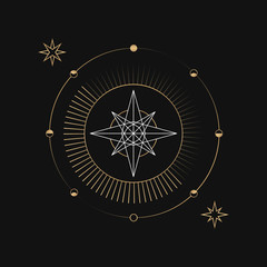 Geometric star astrological tarot card