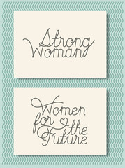 cards with feminist message hand made font