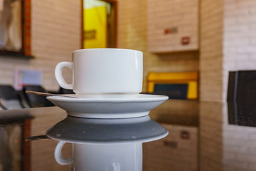 Close up shot of a coffee with reflection