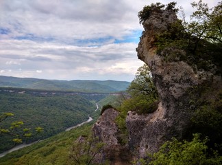 landscape with mountains and blue sky