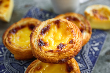 Portugal egg tart with azulejo