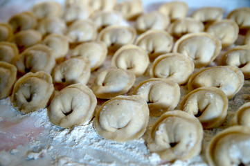 dumplings handmade in the kitchen.Russian cuisine