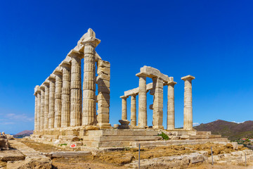 Amazing Temple of Poseidon at Cape Sounion near Athens, Greece