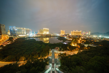 Night aerial view of the Venetian Macao