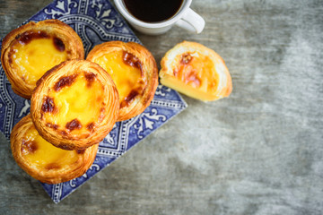 Portugal egg tart with azulejo