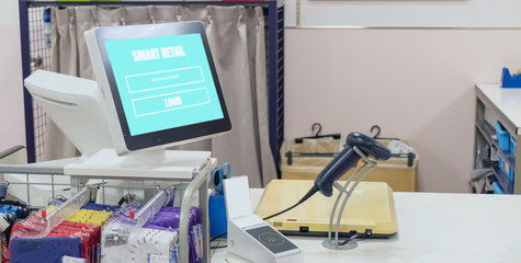 smart retail in futuristic iot technology  marketing concepts,smart augmented reality,customer use ar application to login to the system for buy,search a product,special price, for security reason