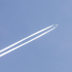 airplane on blue sky background