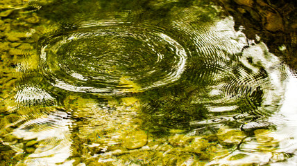 Circles on the surface of the reservoir as a background