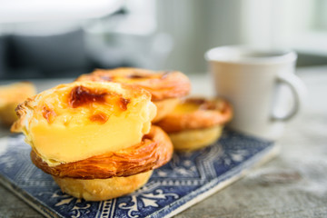 Portugal egg tart with azulejo