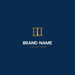 Fototapeta na wymiar Letter HI Golden Premium Elegance Abstract Creative Business Logo