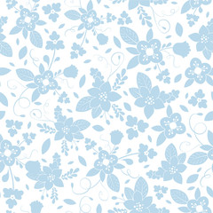 Obraz premium Vector abstract blue flowers seamless pattern