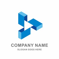 Geometric Triangle Cube Business Company Stock Vector Logo Design