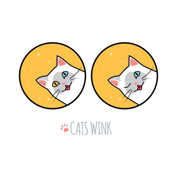 Siamese Cat Wink and Smile. Vector Animal Illustration. Logo Concept for Kitten Food, Animal Shelters or Vet Clinics