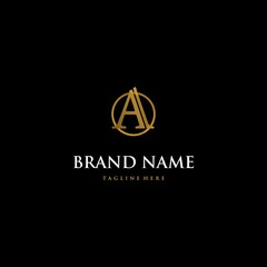 Letter A Circle Golden Luxury Outline Modern Business Elegance Logo	
