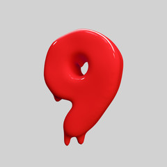 red liquid alphabet.halloween alphabet.3D Rendering. 