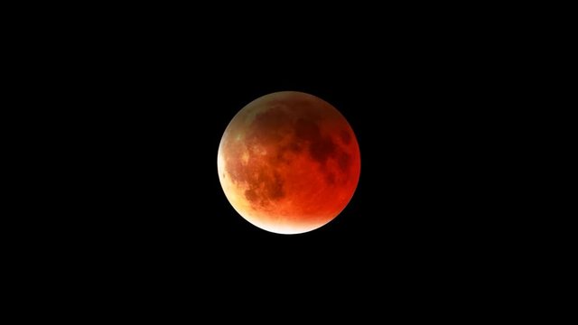 Full red moon phases on black background. The total phases of the lunar eclipse on July 27, 2018.