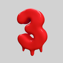 red liquid alphabet.halloween alphabet.3D Rendering. 
