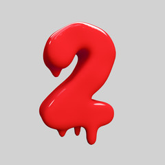 red liquid alphabet.halloween alphabet.3D Rendering. 