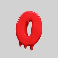 red liquid alphabet.halloween alphabet.3D Rendering. 