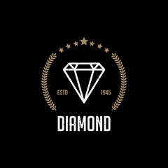 Diamonds Logo Hipster style. Hipster retro vintage diamond label, badge, crest. Retro Vintage Insignias. Vector design elements, business signs, logos, identity, labels, badges and objects. - Vector - 245300356