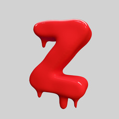 red liquid alphabet.halloween alphabet.3D Rendering. 