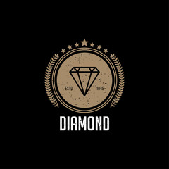 Diamonds Logo Hipster style. Hipster retro vintage diamond label, badge, crest. Retro Vintage Insignias. Vector design elements, business signs, logos, identity, labels, badges and objects. - Vector - 245300389