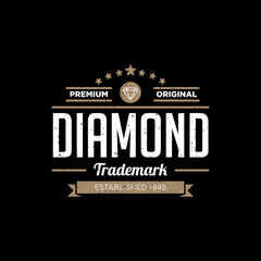 Diamonds Logo Hipster style. Hipster retro vintage diamond label, badge, crest. Retro Vintage Insignias. Vector design elements, business signs, logos, identity, labels, badges and objects. - Vector - 245300590