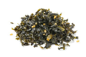 Heap of Japanese seaweed with white sesame seed and plum © Picture Partners