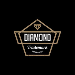 Diamonds Logo Hipster style. Hipster retro vintage diamond label, badge, crest. Retro Vintage Insignias. Vector design elements, business signs, logos, identity, labels, badges and objects. - Vector - 245300973